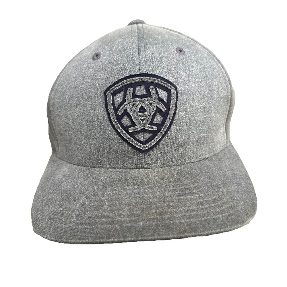 Ariat Flexfit Logo Hat Cap Mens  Size Small/Medium Heather Gray